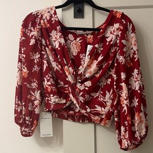 Abercrombie & Fitch Red Floral Blouse